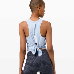 Lululemon All Tied Up tank in light blue. Tags removed. Size 8.